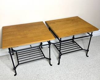 Set of 2 Rustic Industrial Style Side Tables