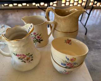 (2) USA FLORAL BOWLS, HOUSE OF WEBSTER CERAMICS, SEMI PORCELAIN PITCHER