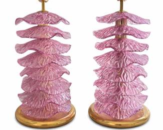 Murano glass lamps pair