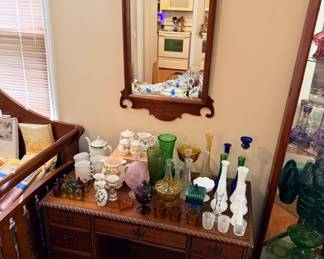 Antique desk and mirror