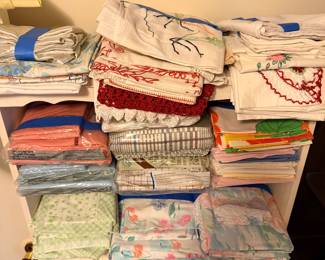 Vintage embroidered bed linens