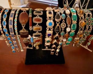 Mexico, turquoise and stone bracelets
