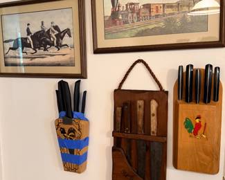 Vintage prints  and wooden knife sets