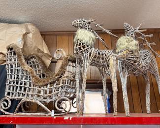 Porch Christmas sleigh and reindeer