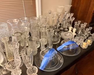 Crystal vases and candlesticks
