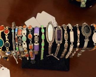 Sterling silver stone variety, bracelets