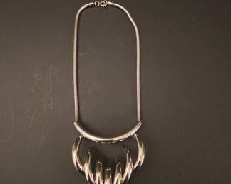 Mid-Century Modernist Sterling Silver Statement Necklace