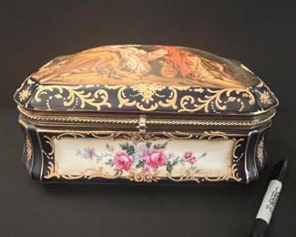 Antique French Sèvres-Style Porcelain Hinged Casket