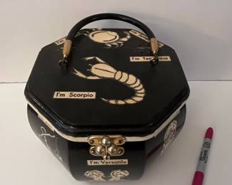 Vintage 1970s Decoupage Zodiac Box Purse