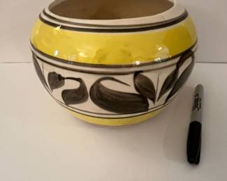 Vintage Mexican Hand-Painted Pottery Planter
