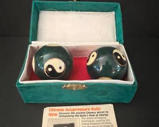 Vintage Chinese Baoding Meditation Balls in Case