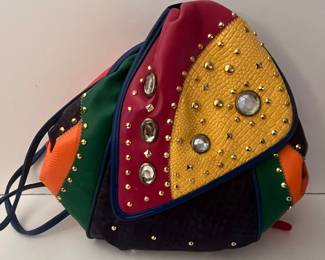 Elka Vintage Color-Block Studded Handbag