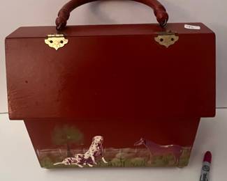 Vintage Hand-Painted Wooden Storage Box