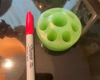 Vintage Vaseline Glass Toothbrush Holder