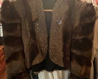 Vintage Striped Fur Bolero Jacket