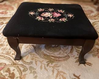 Vintage Needlepoint Footstool