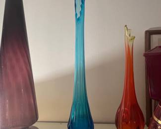 Mid-Century Modern Viking Glass Swung Vases