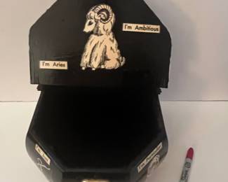Vintage 1970s Decoupage Zodiac Box Purse