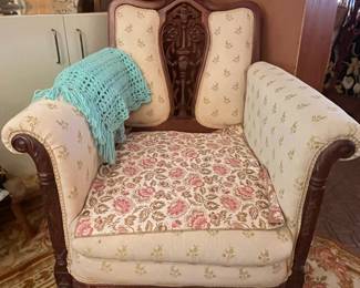 Victorian Revival Carved Wood Accent Chair