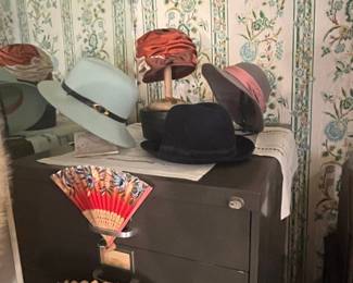 Vintage Ladies' Hat and Folding Fan Collection