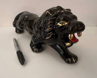 Vintage 1950s Japanese Redware Ceramic Lion Figurine