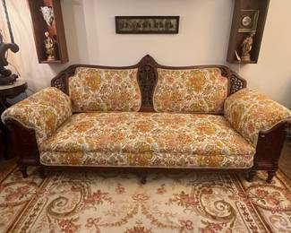 Victorian Revival Carved Walnut Sofa