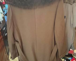 Vintage Camel Hair Coat with Fur Collar