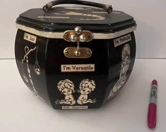 Vintage 1970s Decoupage Zodiac Box Purse