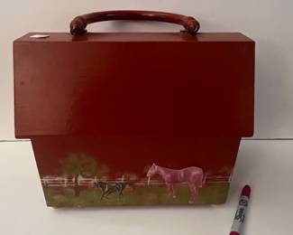 Vintage Hand-Painted Wooden Storage Box