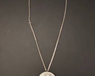 Vintage Scandinavian Modernist Pewter Medallion Pendant Necklace