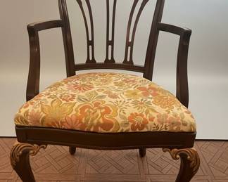 Vintage Mahogany Chippendale Style Open Armchair