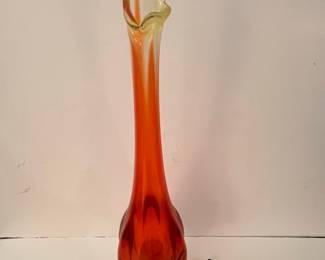 Mid-Century Modern Viking Glass Persimmon Swung Vase