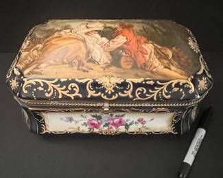 Antique French Sèvres-Style Porcelain Hinged Casket