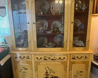 Chinoiserie Painted China Cabinet