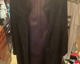 Vintage Black Wool and Fur Trimmed Coat
