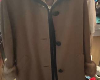 Levine & Smith Vintage Wool Coat with Fur Cuffs