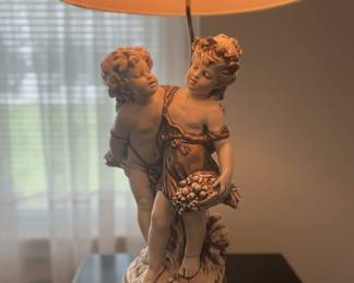 Vintage Marwal Chalkware Cherub Table Lamp