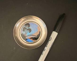 Vintage Morpho Butterfly Wing Sterling Silver Tray