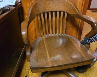Wooden rolling desk chair 