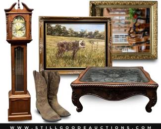 Johnson Brothers, Coca Cola, Nippon, Fenton, Fiesta dishes, Kendra Scotot, patio furniture, vaseline glass, tools, golf accessories, camping equipment, tents, lighting, lamps, and more!
