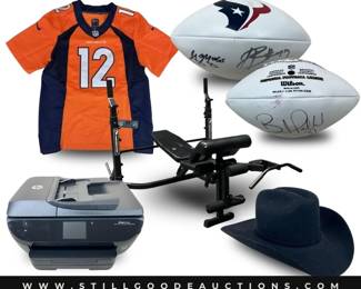 Waterford, kitchen utensils, washing machines, dryers, appliances, binoculars, Christmas decor, exercise equipment, Nike, weight set, Williams Sonoma, Navajo jewelry, Halloween and Fall decor, Nagel prints, and more!