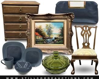 Mac Book Air, Mikasa dishes, Lodge cast iron, Tupperware, stained glass, power inverter, Lefton, Russian nesting dolls, Mark Roberts, Mahjong, radio flyer wagon and much more!