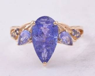 3pt2 CT Natural Tanzanite 14K Gold Ring HRD Certified
