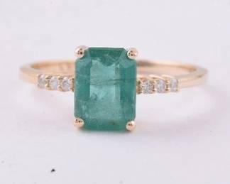 1pt72 CT Natural Zambian Emerald and Diamond 14K Gold Ring HRD Certified