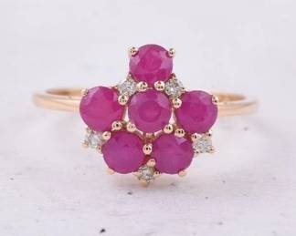 1pt81 CT Natural Ruby and Diamond 14K Gold Ring HRD Certified