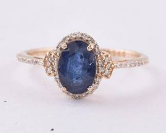 1pt84 CT Natural Sapphire and Diamond 14K Gold Ring HRD Certified