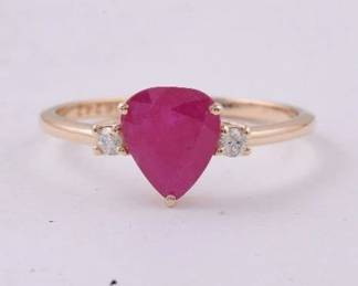 1pt46 CT Natural Ruby and Diamond 14K Gold Ring HRD Certified