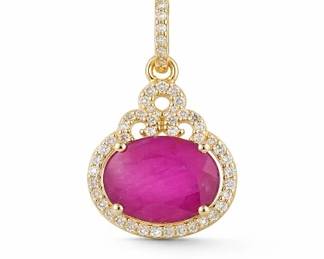 2pt36 CT Natural Ruby and White Sapphire 9K Yellow Gold Pendant