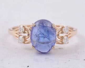 2pt58 CT Natural Tanzanite and Diamond 14K Gold Ring HRD Certified