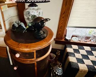 Mackenzie-Childs accent table and lamp
